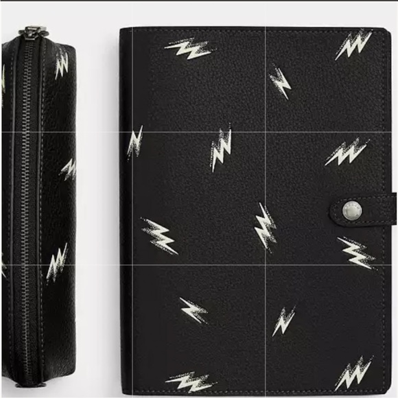 ⚡️ COACH BOXED NOTEBOOK AND PENCIL CASE SET WITH LIGHTING BOLT PRINT ⚡️ NWT ⚡️